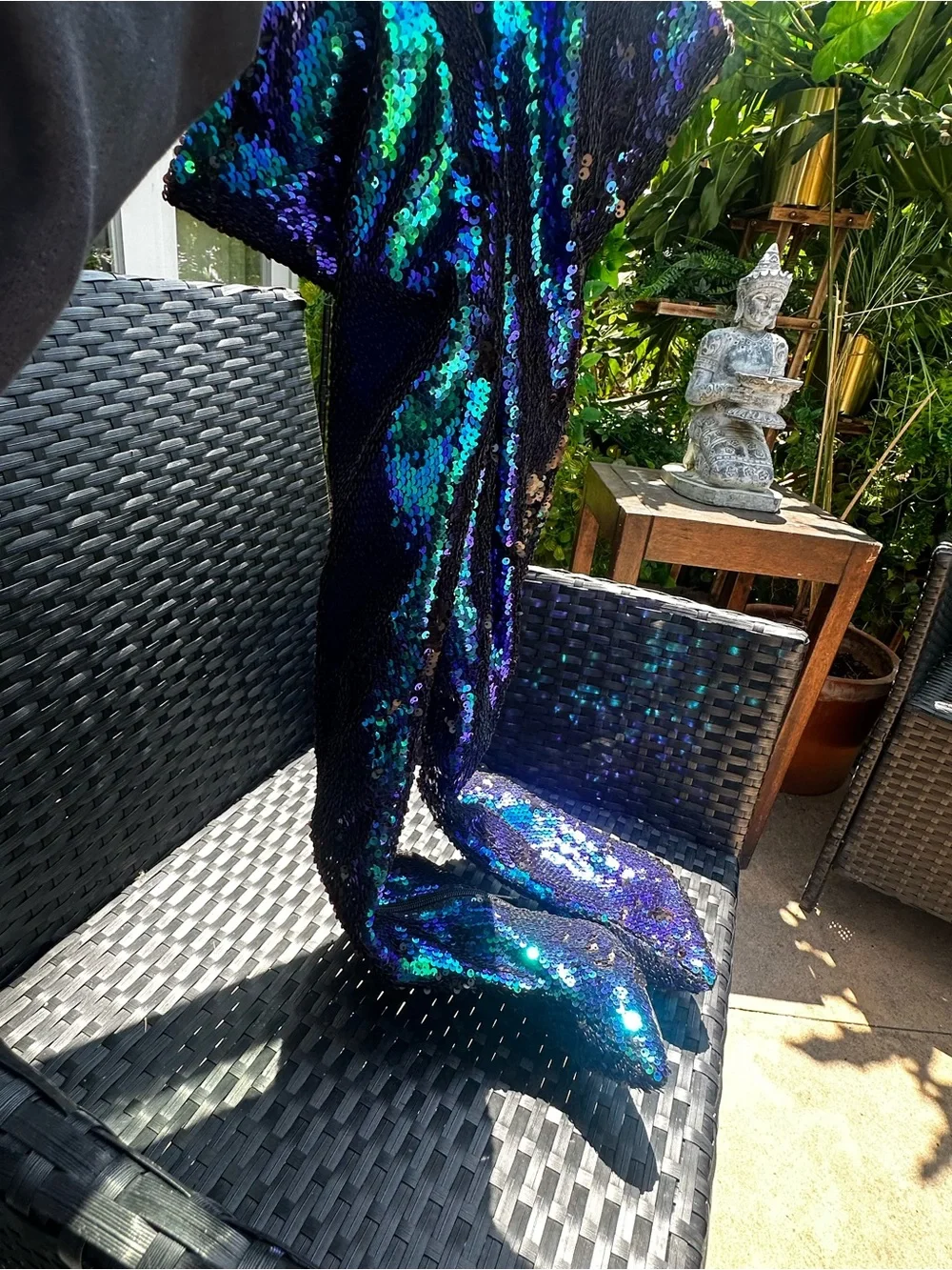 Dolls Kill Iridescent Sequin Over-the-Knee Boots in Blue-Green-Purple - Picture 6 of 6